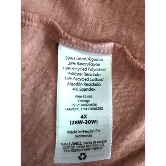 Terra & Sky Plus Size 4X (28W-30W) Top  Womens Pink Ruffle Accent Short Sleeves - Picture 6 of 6